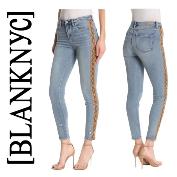 BLANKNYC The Bond Python Print Trim Skinny Jeans - Picture 1 of 12